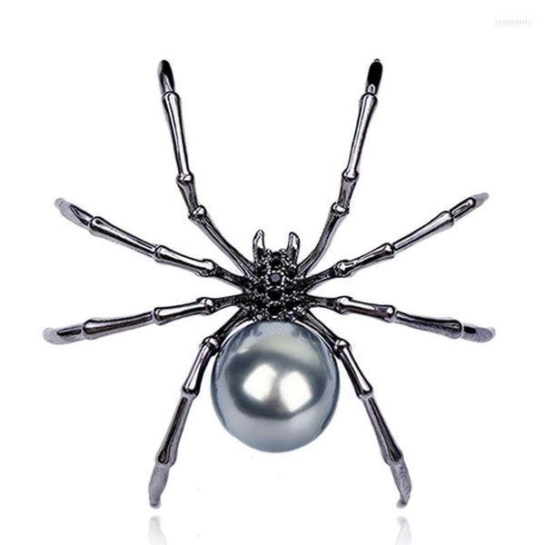 Spille Vittoriano Corpo in madreperla Micro Pave Spider Pin Spille in smalto tono argento Decorazioni per gioielli Regalo per donne e uomini