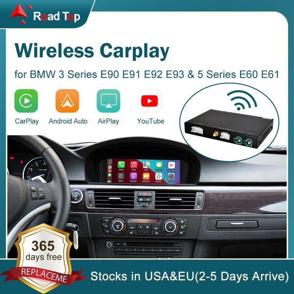CarPlay sem fio para BMW 3 Série E90 E91 E92 E93 5 Série E60 E61 2008-2013 com Android Auto Mirror Link Airplay Play de carro