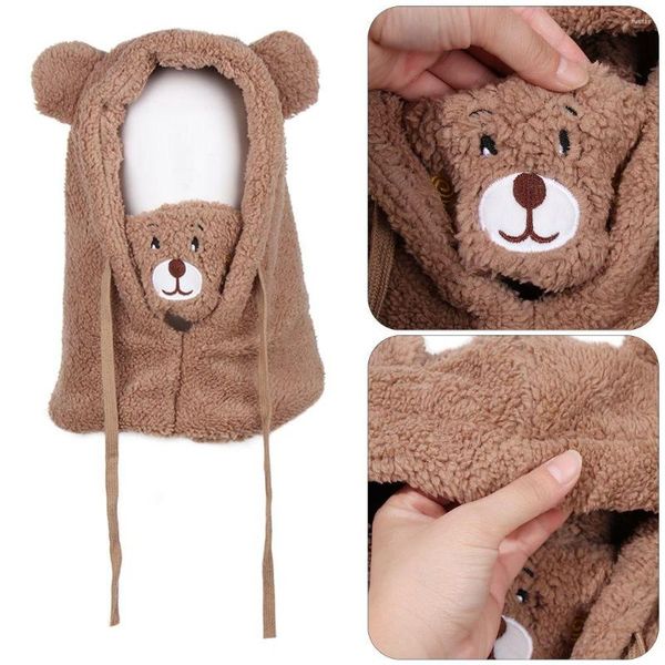 Garotas presentes Mulheres meninas Flapd Flue Hemuff Desenho urso Beanies à prova de vento boné