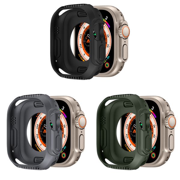 2 упаковки Ultra Smart Watch Case для Apple Watch Series 8 Защитная крышка TPU Fiber Bumper Protetive Cover Прочные чехлы