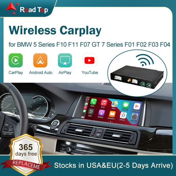 CarPlay sem fio para BMW 5 7 Série F10 F11 F07 GT F01 F02 F03 F04 2009-2020 com Android Mirror Link Airplay Play Play Função