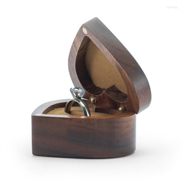Bolsas de joalheria Bolsas lindas mini -coração de madeira acessórios de madeira anéis de casamento caixas de armazenamento Caixa de embalagem Organizador Mulheres Presente fofo