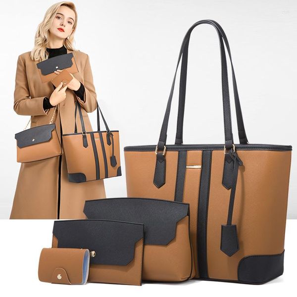 Bolsas de noite de grande capacidade Mulheres PU Bolsas de couro 3 peças Defina o Mensageiro de ombro, senhoras de crossbody bolsa casual