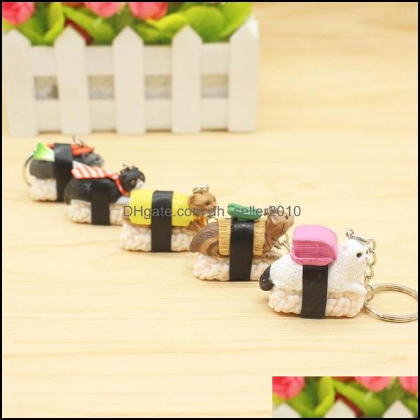 Anhänger Kreative Katze Sushi Schlüsselanhänger Schlüsselanhänger Handtasche Hängende Anhänger Telefon Charms Kette Geschenk für Kinder 5034 Q2 Drop Lieferung nach Hause Dhtie