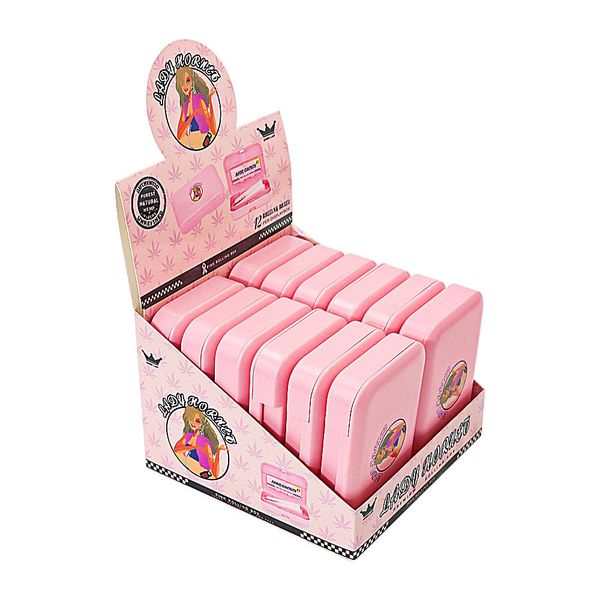 Tragbare Pocket Lady Hornet Smoking Kunststoff-Aufbewahrungsbox, Größe 110 mm, 75 mm, Zigarette, rosa Farbe, Display-Verpackung