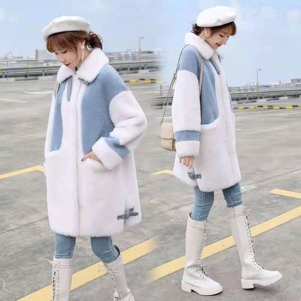 Kadın Kürk Kadın Kış Ceketleri Tahıl Polar İmitasyon Koyun Kesme Katlı Bir Parçası Kadın 2022 Kuzu Ceket