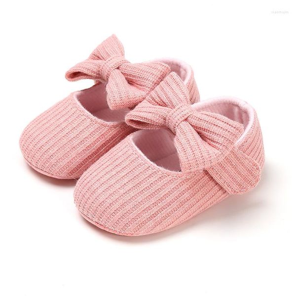 Primi camminatori 3 paia di scarpe da bambino con fiocco lavorato a maglia in cotone per bambini suola morbida antiscivolo primavera autunno bambina per bambini