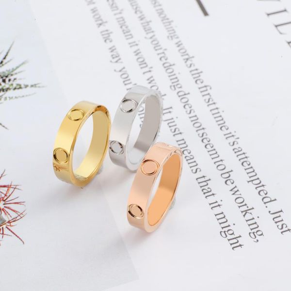 Anello da uomo Designer per uomo e donna Anelli per amante 3 colori oro rosa argento Acciaio inossidabile Coppia sudamericana Anelli Fashion Design Gioielli da donna misura 4 mm di larghezza