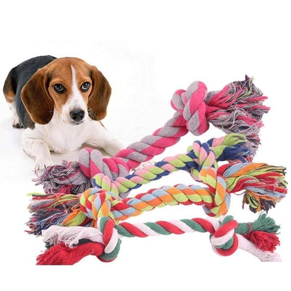 Hundespielzeug Kaut Sublimation Haustier Hund Welpe Doppelknoten Kauseile Knoten Spielzeug Saubere Zähne Langlebiges geflochtenes Knochenseil Haustiere Molarenspielzeug Su Dhoav