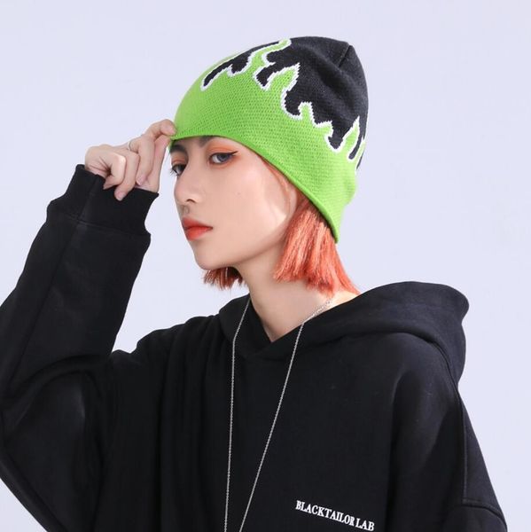 Unisex Flamme Beanies Hüte Für Frauen und Männer Warme Gestrickte Hip Hop Beanie Caps Herbst Winter Lässige Mode Streetwear