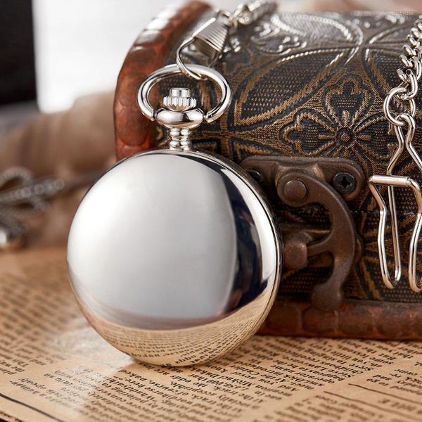 Pocket Watches Silver Mirror Mechanical For Men Women steampunk FOB Chain Skeleton Dial Relógio clássico masculino masculino masculino
