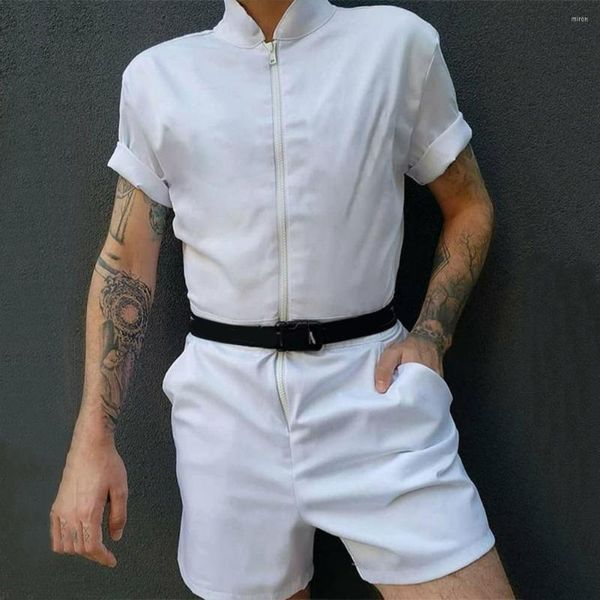 Calça masculina homens elegantes shorts gerais colar de macacão respirável colar de salto de luxo magro de cintura alta reta
