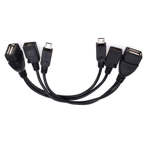 USB -Typ A FEMAL FLEEM MICRO MALN FEMALE HOST OTG ADAPTER Y SPLITTER AUSGABE NETZLICHE NETZLICHE Kabel für Mobiltelefone Tablets