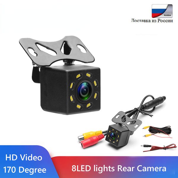 XINMY Telecamera per retromarcia per auto Universale 8 LED Visione notturna Backup Parcheggio Telecamera per retromarcia Impermeabile 170 Grandangolo HD Immagine a colori