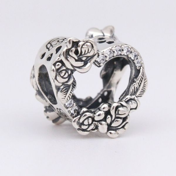 Menschen Offenes Herz Rose Blumen Charm 925 Silber Pandora Charms für Armbänder DIY Schmuckherstellung Kits Lose Perlen Silber Großhandel 799281C01 Annajewel