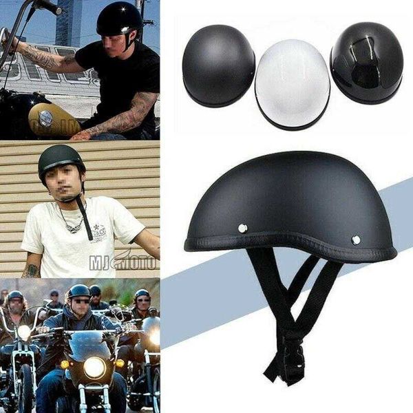 Caschi da ciclismo Skull Cap Casco moto mezzo casco Vintage Mezza faccia Retro stile tedesco Chopper Cruiser S M L Equipaggiamento moto Caschi T221107