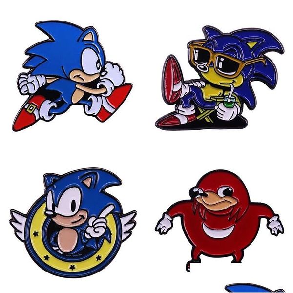 Party Gunst Sonic Cartoon Brosche Party Kreative Animation Metall Emaille Abzeichen Dekoration Pin Schnalle Zubehör Drop Lieferung Home GA DHT5D