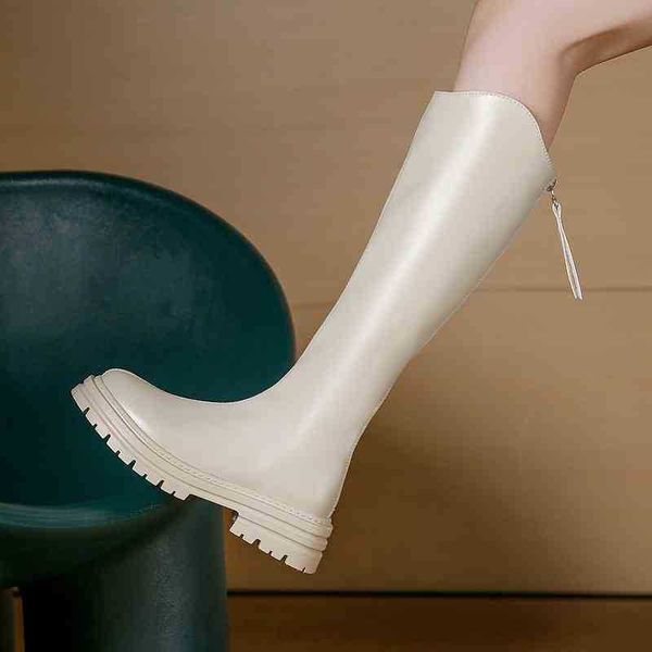 Mode Stiefel Kleid Schuhe Frauen Lange Zipper Runde Kappe Plattform Luxus Designer 2023 Autum Ytmtloy Kniehohe Quadratische Ferse Botines de Mujer Pu 1