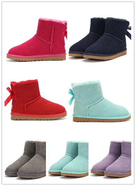 Ausgaben Uggitys Australien Schneestiefel Luxus Ugglie Marke Designer Schleife Wollstiefel Winter warme Schuhe Wggs Mittlere Stiefel 12 Farben erhältlich 3281