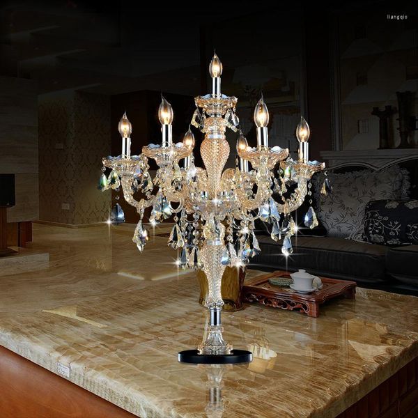 Lampade da tavolo Decorazione Camera da letto in vetro Portacandele per matrimoni Grande candelabro a gradiente grande Luce di cristallo