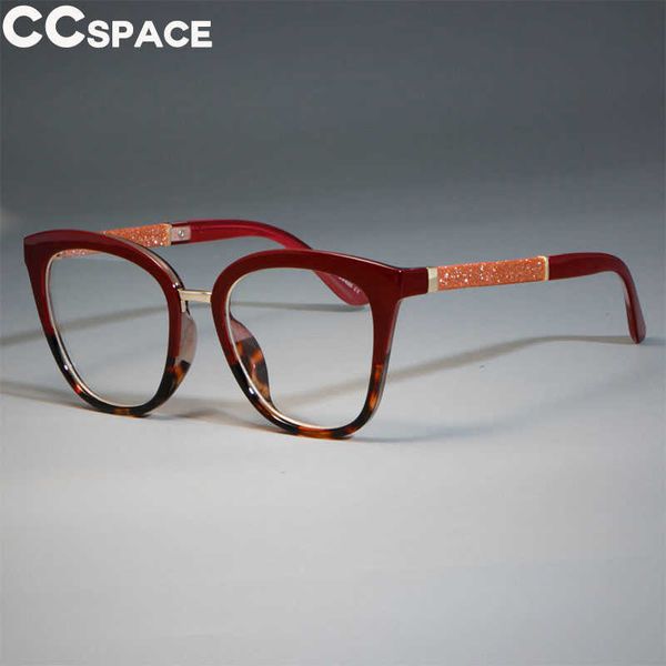 Occhiali da sole Frames 45074 Glitter Legs Occhiali da vista quadrati Frames Donna Shiny Red Leopard Occhiali da vista ottici Fashion Eyewear T2201114