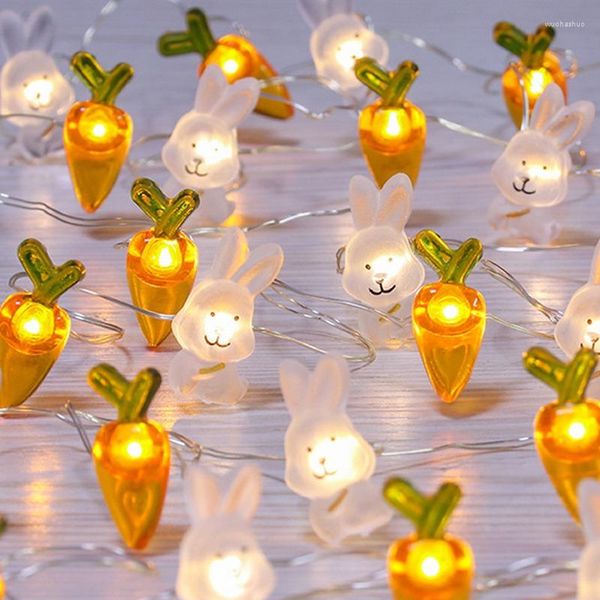 Corde Scatola batteria impermeabile LED Carota Stringa luminosa Decorazione pasquale Simpatico cartone animato Lanterne Anno Festa festiva