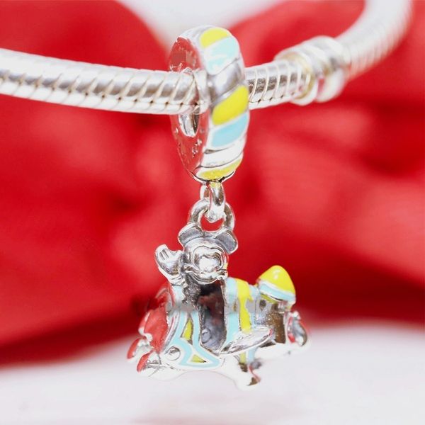 Disny Parks Miky Dumbo Ride Ciondola Charm 925 Charms Pandora in argento per bracciali Kit per la creazione di gioielli fai-da-te Perlina allentata Argento all'ingrosso 799318C01 Annajewel