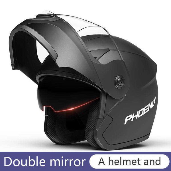 Caschi da ciclismo Casco moto per auto elettrica maschile e femminile Four Seasons Casco universale doppio viso aperto rivolto all'indietro doppio specchio di sicurezza T221107