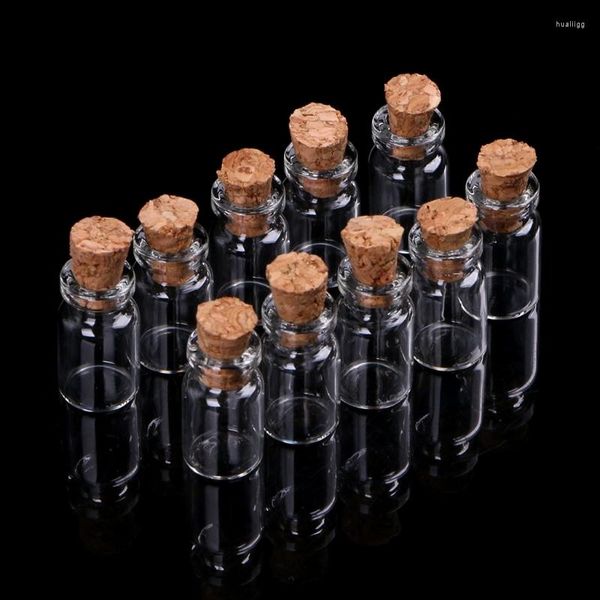 Vorratsflaschen 10 Stück Mini-Glas-Wunschflaschenfläschchen mit Korkstopfen-Anhänger 0,5/1/2/20 ml DIY-Miniatur
