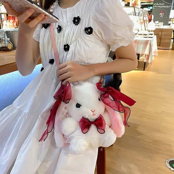 Akşam çantaları kadınlar için peluş omuz çantası lolita cüzdanlar ve el çantaları moda karikatür crossbody girl's cosplay