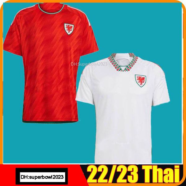 2022 2023 Wales Männer Fußballtrikots BALE WILSON ALLEN RAMSEY JOHNSIN 22 23 Weltnationalmannschaftspokal Rodon VOKES Heimfußballtrikots Erwachsene Kinderausrüstung Uniformen