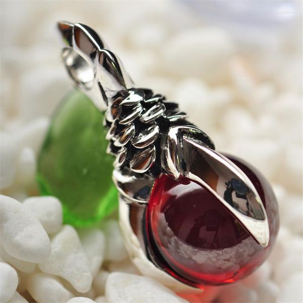 Подвесные ожерелья Китай драконов Красный Гранат 925 Серебряные серебряные мужчины Тайские украшения