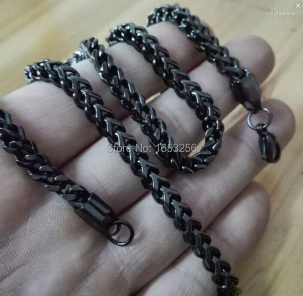 Zincirler 5mm 21.6 '' Siyah saf paslanmaz çelik kare bağlantı zinciri kolye Erkekler / Erkek Takı Kocası Hediyeler