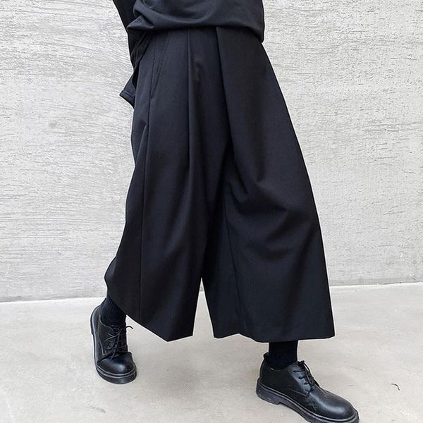 Calça de calça masculina Primavera masculina Farte de campainha de sino de nove minutos Salia casual Black Yamamoto Style