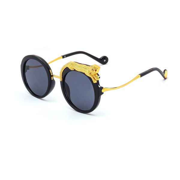 Óculos de sol Óculos de sol de grandes dimensões Carti copos redonda composta de metal composto de metal cheia de leopardo de luxo de luxo de estilo clássico Turismo de moda All-Match