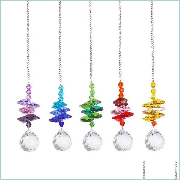 Decorações de jardim SunCatcher Crystal Wind Chimes Pingente de coração Madeiro Sun Light Catcher Janela Cortina de casamento RRA586