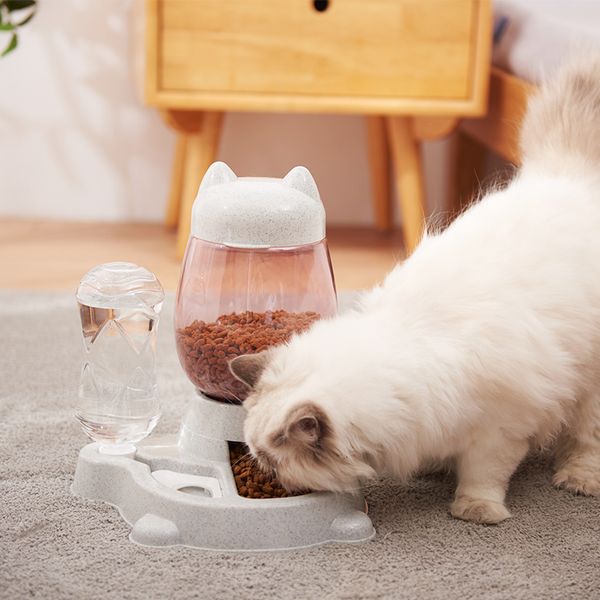 Alimentadores de tigelas de cães 2L Pet Cat Automatic Automatic Bowl para S Patrodwater Water 528ml Bottle Kitten Alimentos lentos Alimentação de contêiner Supplies 221114