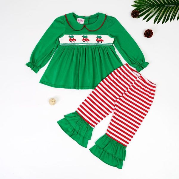 Conjuntos de roupas 2022 Made Made Baby Girl Clothes Set Boutique Children Bodysuit Christmas Bordery Smock Roupfits Dress Princess For Babi