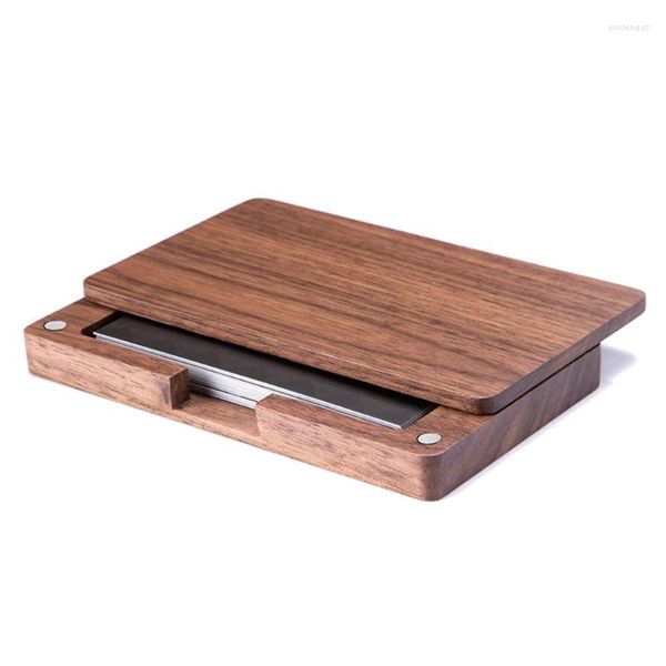 Bolsas de jóias F19D Walnut Wood Business Hand Desk Wooden Organizer for Case ST