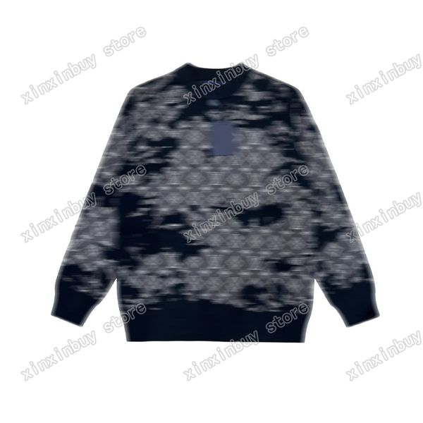 xinxinbuy Felpa con cappuccio da uomo firmata maglione tie dye tasca jacquard Parigi donna nero bianco blu kaki S-2XL