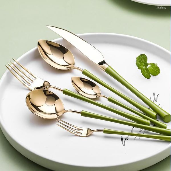 Conjuntos de utensílios de jantar viagens de talheres nórdicos retrô de faca de metal e garfo portátil aço inoxidável ecológico sztucce zesta tableware bk50dc