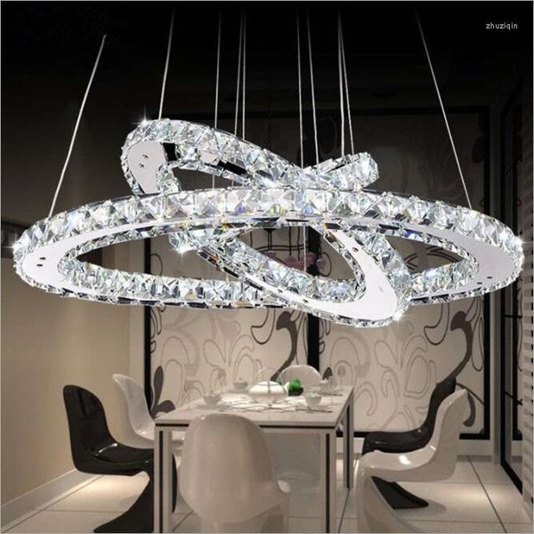 Kronleuchter Mode LED-Lampen 3 Ring Edelstahl Kristall Restaurant Kronleuchter Beleuchtung Glanz Licht 20-30-40 cm