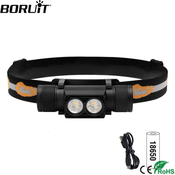 Stirnlampen BORUiT XML2 LED-Mini-Stirnlampe, leistungsstarker 1000-lm-Scheinwerfer, 18650, wiederaufladbare Kopf-Taschenlampe, Camping, Jagd, Außenbeleuchtung, 221117