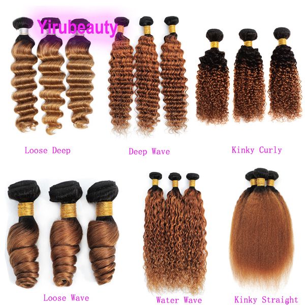 Cabelo humano brasileiro peruano 10-34 polegadas 1b 30 Indian Deep Wave Winky Water reto Curly Loose ombre Extensões de cabelo profundo