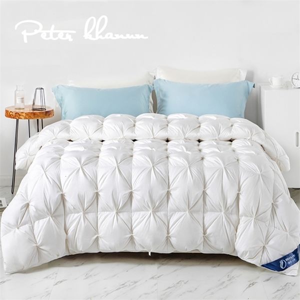 Set di biancheria da letto Peter Khanun 100% piumino d'oca bianca Piumino per pane 3DQuiltComforter Coperte invernali di lusso Coperte di cotone 015 221116