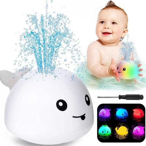 Giocattoli da bagno per bambini, balena, giocattolo automatico con acqua spruzzata, con doccia a luce LED, vasca da bagno, per bambini piccoli