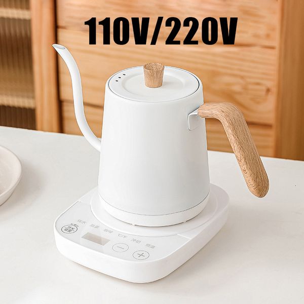 Riscaldatori elettrici Waater 110V220V Kettle Electric Hand Brew Pot Pot Pot Coffeeck Jug Slender Mouth Pot Smart Temperature Control Temperation Time Teapot 1000W 221117