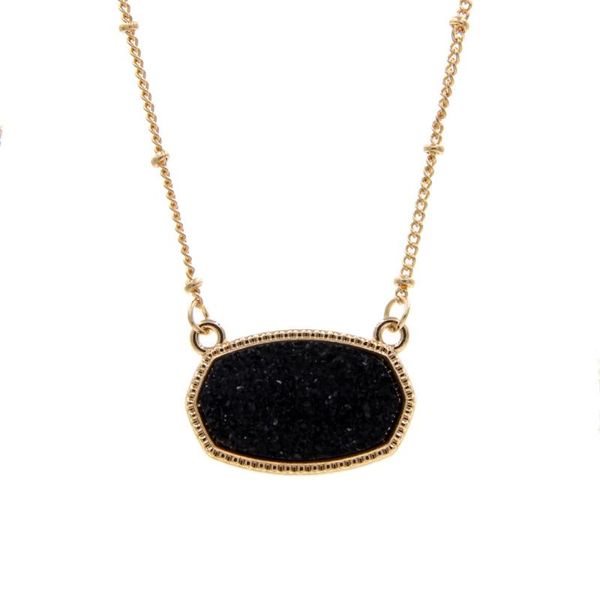 Designer Halskette Anhänger Halsketten Harz Oval Druzy Halskette Farbkette Druy Hexagon Style Luxusdesigner Marke Mode Schmuck für Frauen Herz Halskette 897