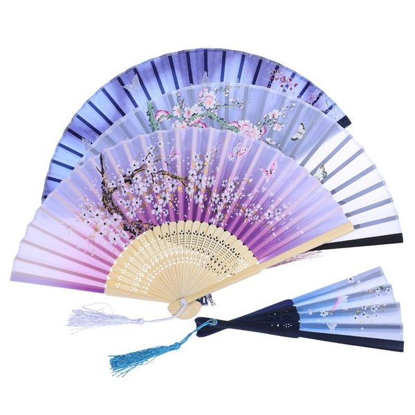 Fan Chinese Fan Fan Fan Women Hand Hand segurado Seda dobr￡vel f￣s de bambu chin￪s estilo de casamento de estilo japon￪s Decration RRA621