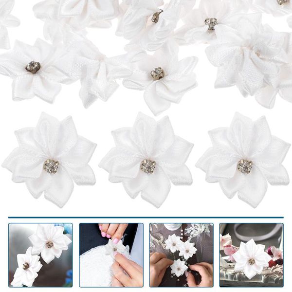 Dekorative Blumen Blumen Haar DIY Stoff Bögen Köpfe Band Applikationen Zubehör Fake Nähen Stirnband Cliprepair Decorativesmallpatch